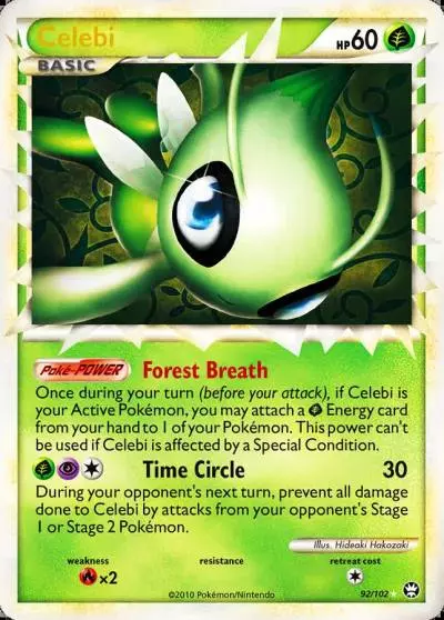 Celebi 92/102 HS—Triumphant Pokemon card