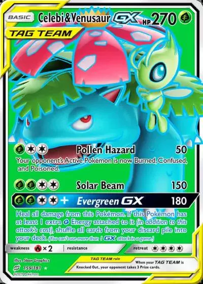 Celebi & Venusaur-GX 159/181 Team Up Pokemon card