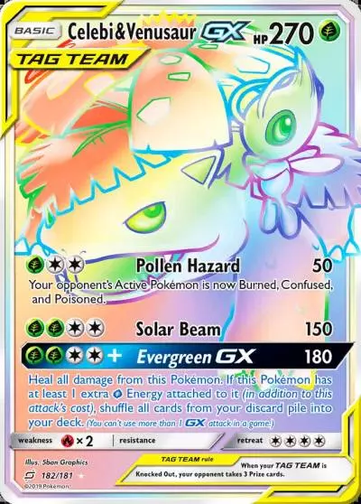 Celebi & Venusaur-GX 182/181 Team Up Pokemon card