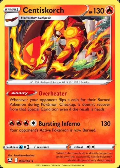 Centiskorch 30/163 Battle Styles Pokemon card