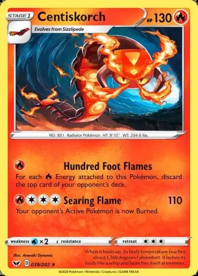 Centiskorch 39/202 Sword & Shield Pokemon card