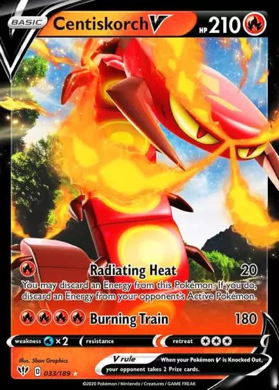 Centiskorch V 33/189 Darkness Ablaze Pokemon card