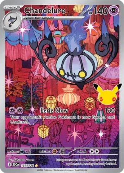 Chandelure 137/128 30th Celebration Pokemon card
