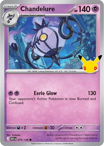 Chandelure 75/128 30th Celebration Pokemon card