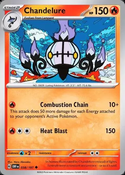 Chandelure 38/197 Obsidian Flames Pokemon card