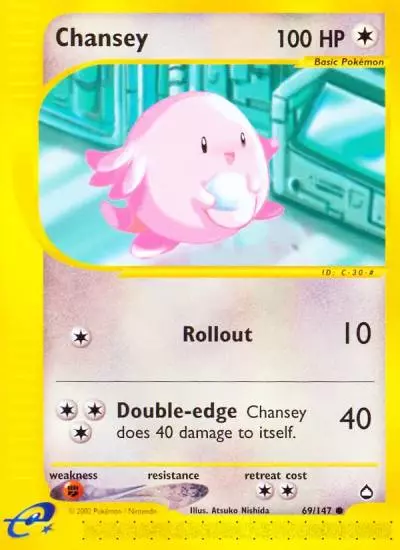 Chansey 69/147 Aquapolis Pokemon card