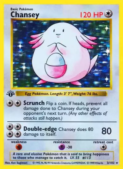 Chansey 3/102 Base Pokemon card