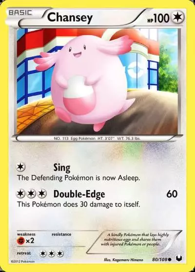 Chansey 80/108 Dark Explorers Pokemon card