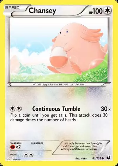Chansey 81/108 Dark Explorers Pokemon card
