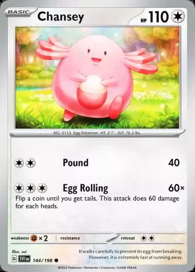 Chansey 144/198 Scarlet & Violet Pokemon card