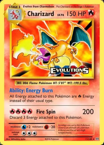 Charizard 11/108 Evolutions Pokemon card