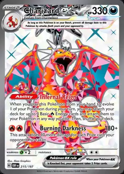 Charizard ex 215/197 Obsidian Flames Pokemon card