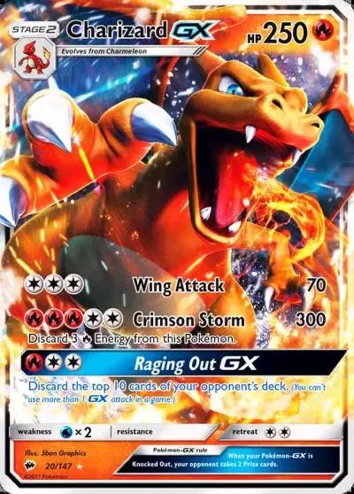 Charizard-GX 20/147 Burning Shadows Pokemon card