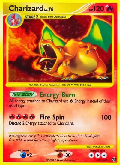 Charizard 103/100 Stormfront Pokemon card