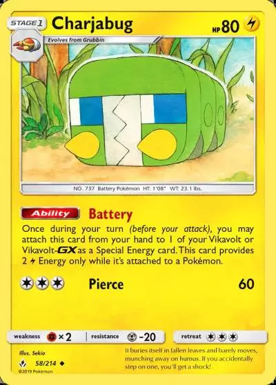 Charjabug 58/214 Unbroken Bonds Pokemon card