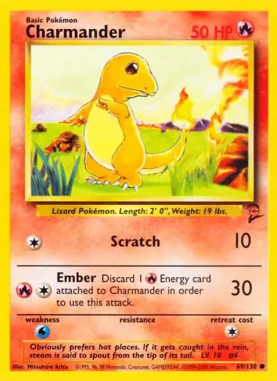 Charmander 69/130 Base Set 2 Pokemon card