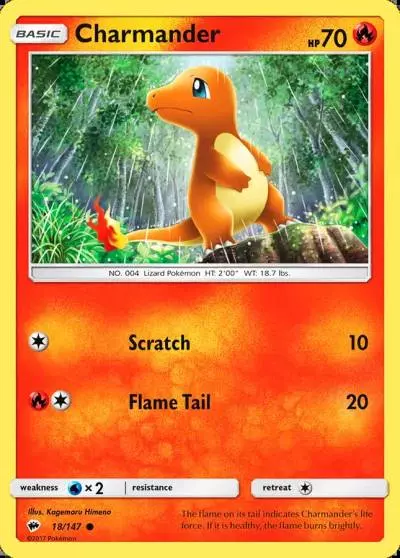 Charmander 18/147 Burning Shadows Pokemon card