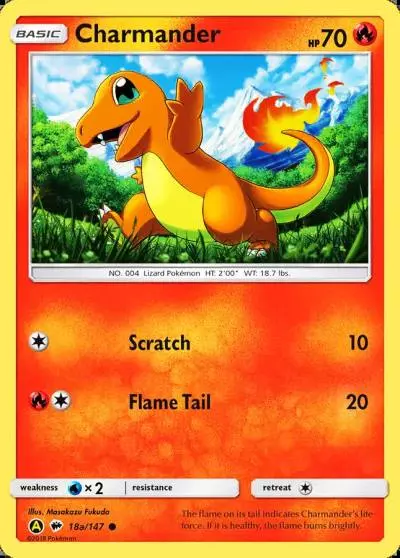 Charmander 18a/147 Burning Shadows Pokemon card
