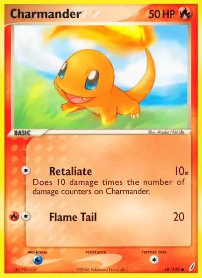 Charmander 48/100 Crystal Guardians Pokemon card