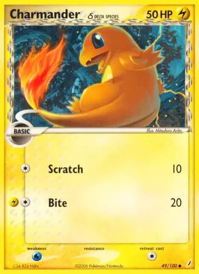 Charmander δ 49/100 Crystal Guardians Pokemon card