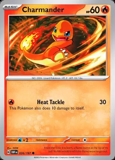 Charmander 26/197 Obsidian Flames Pokemon card