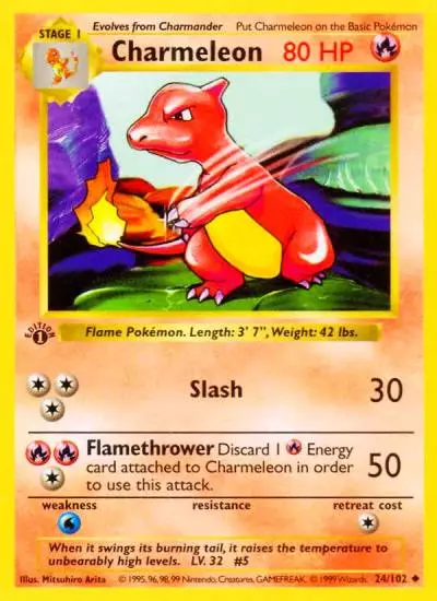 Charmeleon 24/102 Base Pokemon card