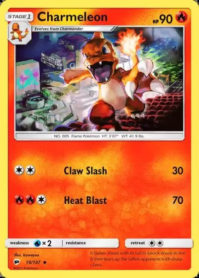 Charmeleon 19/147 Burning Shadows Pokemon card