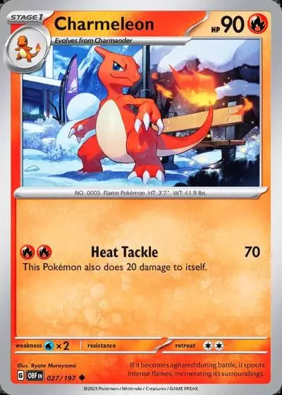 Charmeleon 27/197 Obsidian Flames Pokemon card
