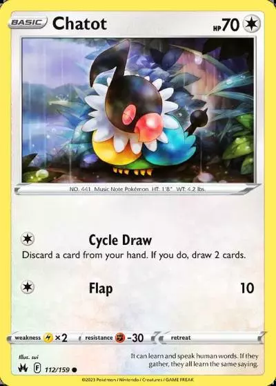 Chatot 112/159 Crown Zenith Pokemon card
