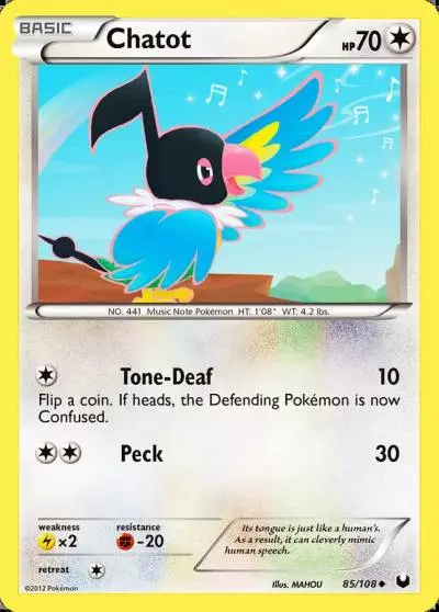 Chatot 85/108 Dark Explorers Pokemon card