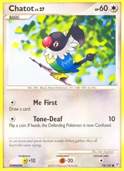 Chatot 74/130 Diamond & Pearl Pokemon card