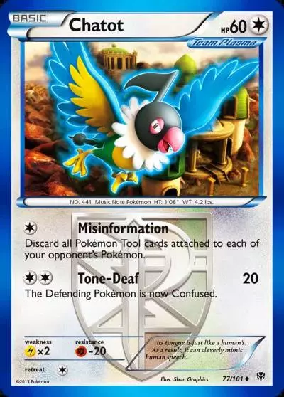 Chatot 77/101 Plasma Blast Pokemon card