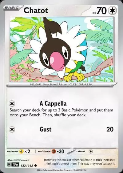 Chatot 132/162 Temporal Forces Pokemon card