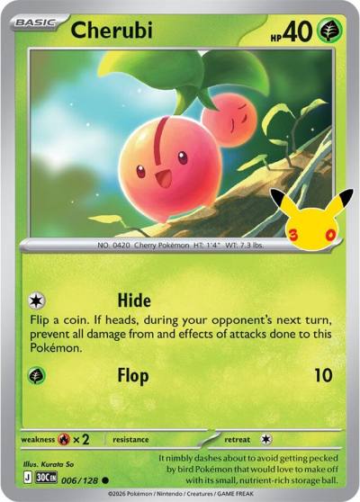 Cherubi 6/128 30th Celebration Pokemon card