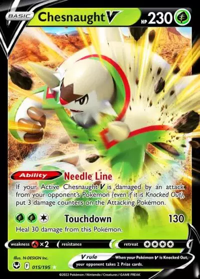 Chesnaught V 15/195 Silver Tempest Pokemon card