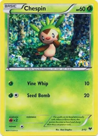 Chespin 2/12 McDonald's Collection 2014 Pokemon card
