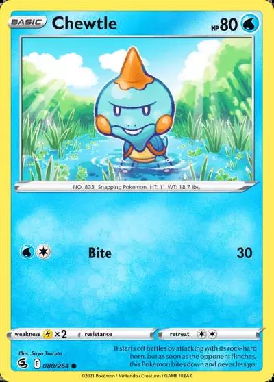 Chewtle 80/264 Fusion Strike Pokemon card