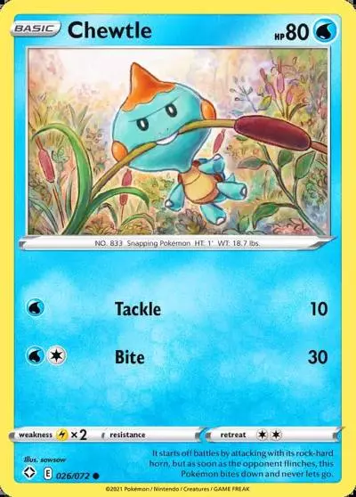 Chewtle 26/72 Shining Fates Pokemon card