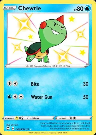 Chewtle SV028/122 Shining Fates Shiny Vault Pokemon card