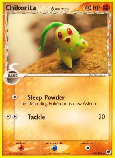 Chikorita δ 44/101 Dragon Frontiers Pokemon card