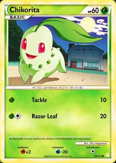 Chikorita 59/123 HeartGold & SoulSilver Pokemon card