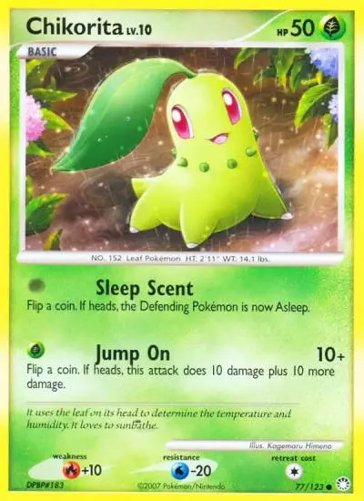 Chikorita 77/123 Mysterious Treasures Pokemon card