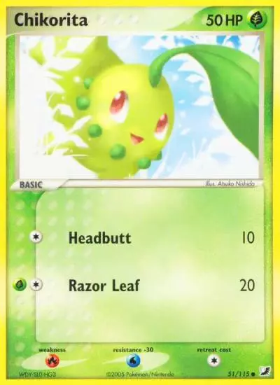 Chikorita 51/115 Unseen Forces Pokemon card