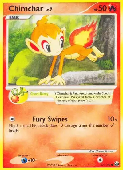 Chimchar 57/100 Majestic Dawn Pokemon card