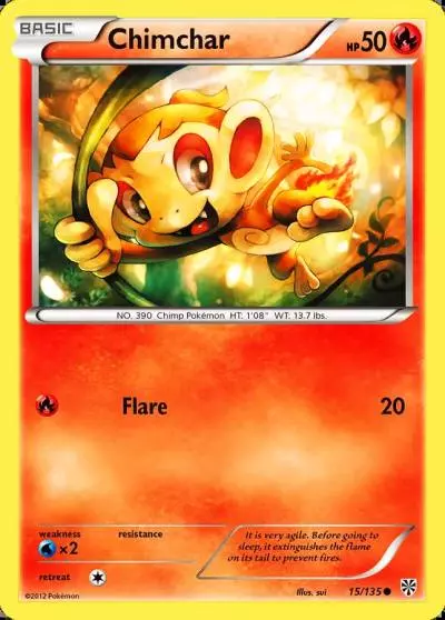 Chimchar 15/135 Plasma Storm Pokemon card