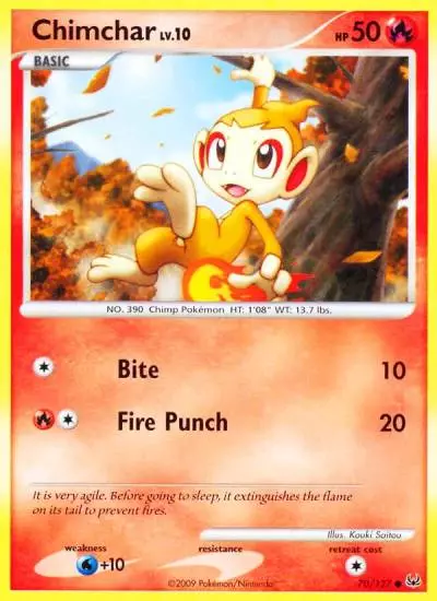 Chimchar 70/127 Platinum Pokemon card