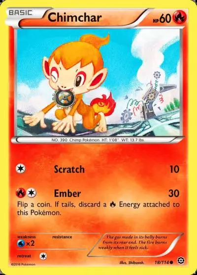 Chimchar 18/114 Steam Siege Pokemon card