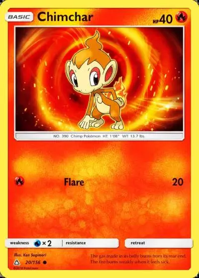 Chimchar 20/156 Ultra Prism Pokemon card