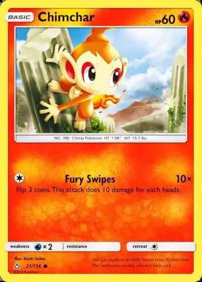Chimchar 21/156 Ultra Prism Pokemon card
