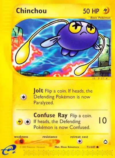 Chinchou 71/147 Aquapolis Pokemon card